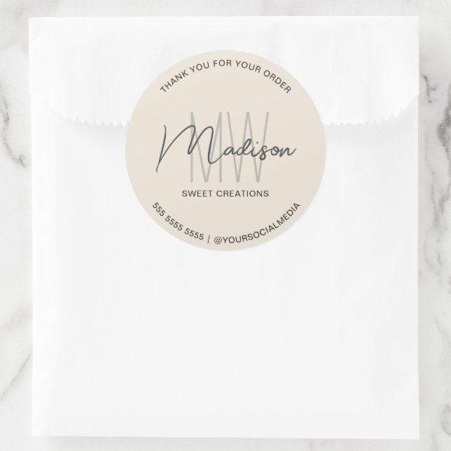 Autocollant de boulangerie de logo Monogramme pers (Sac)