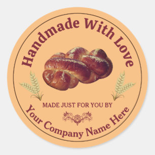 Autocollant de boulangerie fait main avec amour mo
