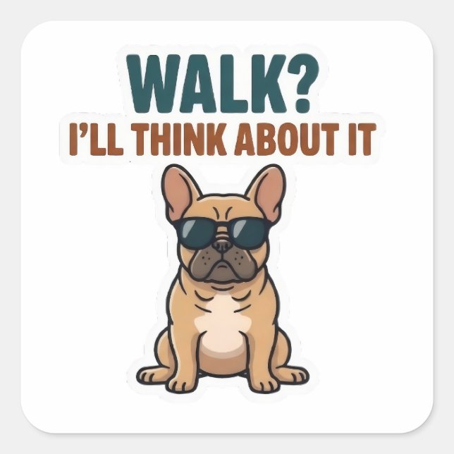 Autocollant de bouledogue français 'Promenade ? J' (Devant)