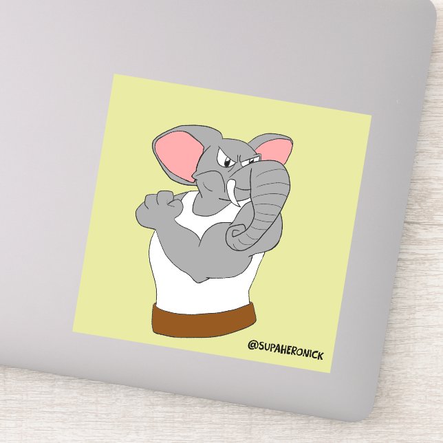 Autocollant de Bruce l'Éléphant, le cartoon strong (Détail)