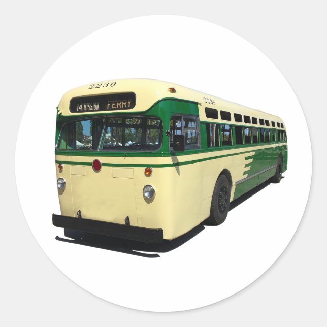 Autocollant de bus Muni vert et crème rétro de Sab (Devant)