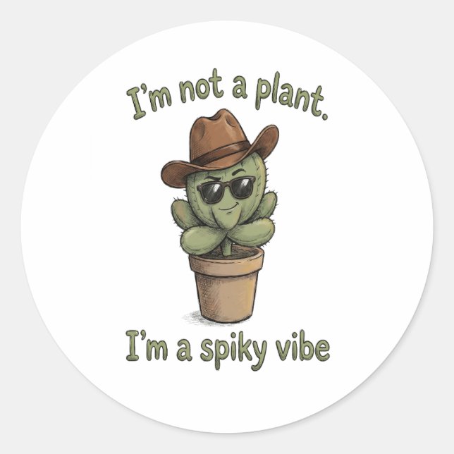 Autocollant de cactus Spiky Vibe - Amoureux des pl (Devant)
