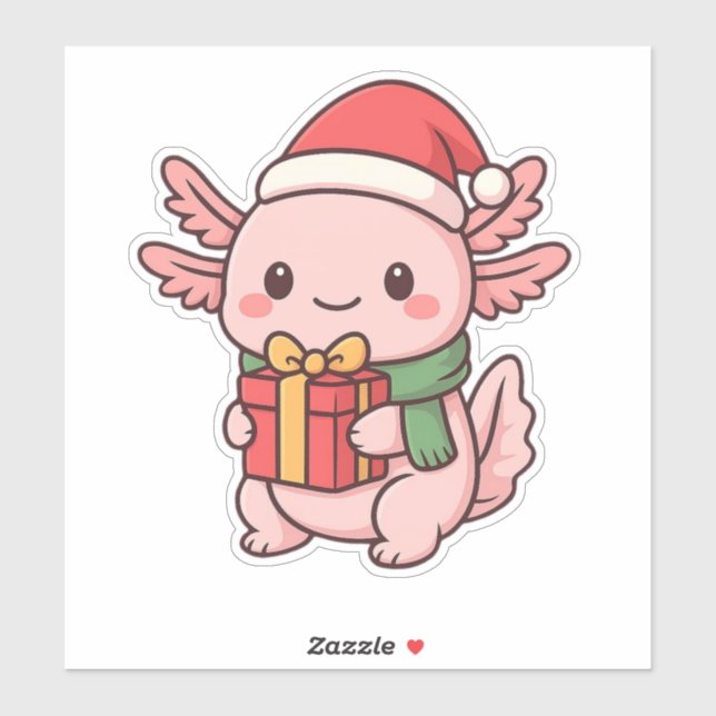 ✔ Autocollant de cadeau de Noël de l'Axolotl migno (Feuille)