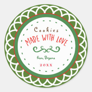 Autocollant de cadeau de Noël "Fabriqué avec amour