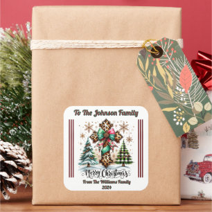 Autocollant de cadeau de Noël joyeux