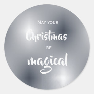 Autocollant de cadeau de Noël minimaliste argenté