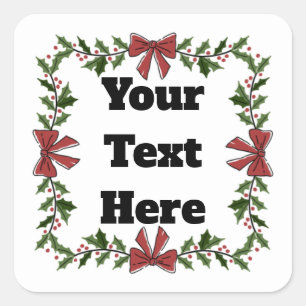 Autocollant de cadeau de Noël personnalisé au houx
