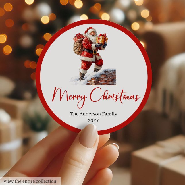 Autocollant de cadeau de Père Noël mignon pour les (Cute Santa Claus Gift Tag Sticker for Kids)