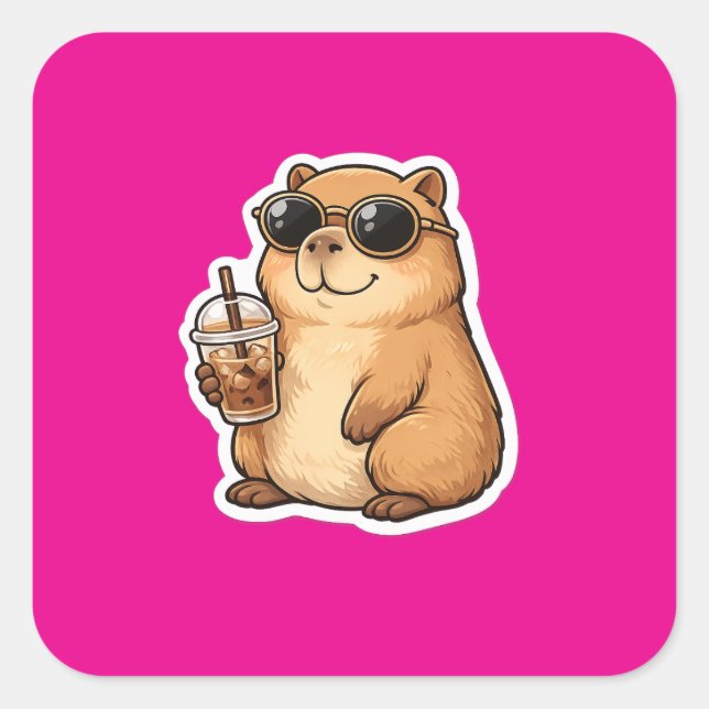 Autocollant de café capybara cool | Animal drôle m (Devant)
