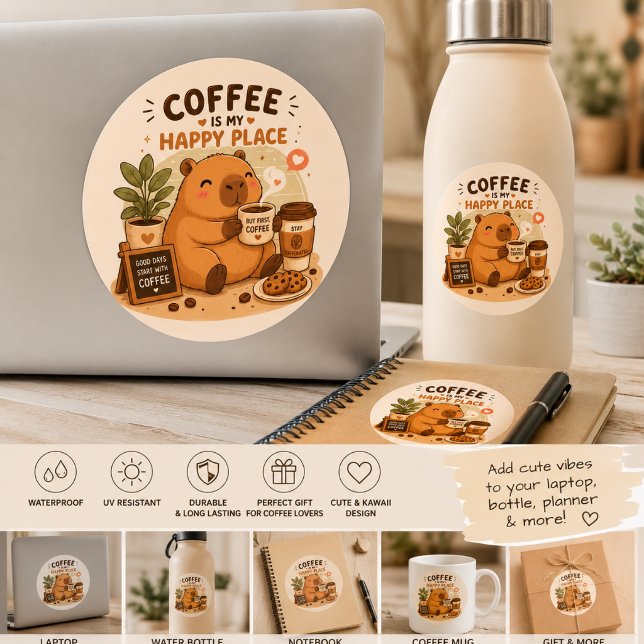Autocollant de café capybara Kawaii | Amateur de c (Créateur téléchargé)