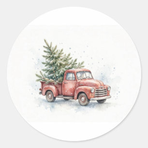 Autocollant de camion de Noël vintage à l'aquarell