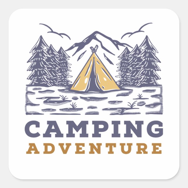 Autocollant de camping mignon | aventure en plein  (Devant)