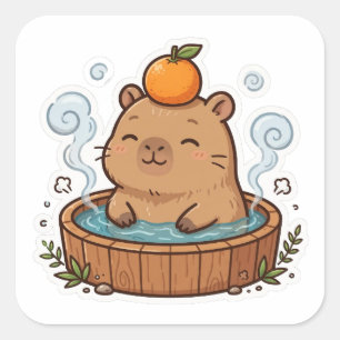 Autocollant de capybara mignon aux sources chaudes