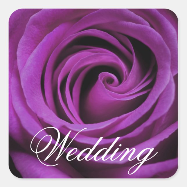 Autocollant de Carré Mariage Rose violet (Devant)