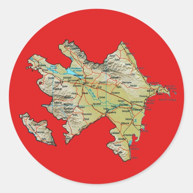 Autocollant de carte d'Azerbaïdjan (Devant)