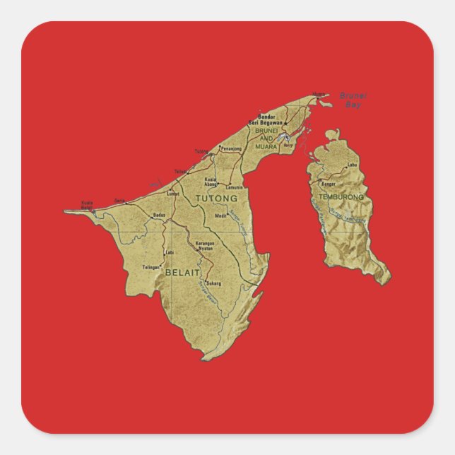 Autocollant de carte de Brunei (Devant)