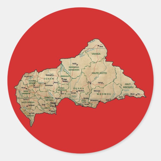 Autocollant de carte de Centrafrique (Devant)