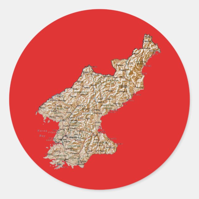 Autocollant de carte de Corée du Nord (Devant)