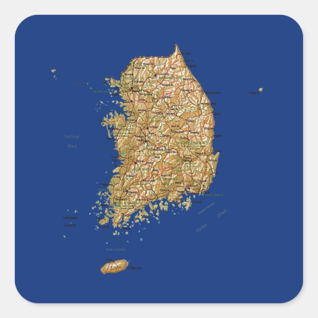 Autocollant de carte de Corée du Sud (Devant)