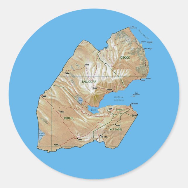 Autocollant de carte de Djibouti (Devant)