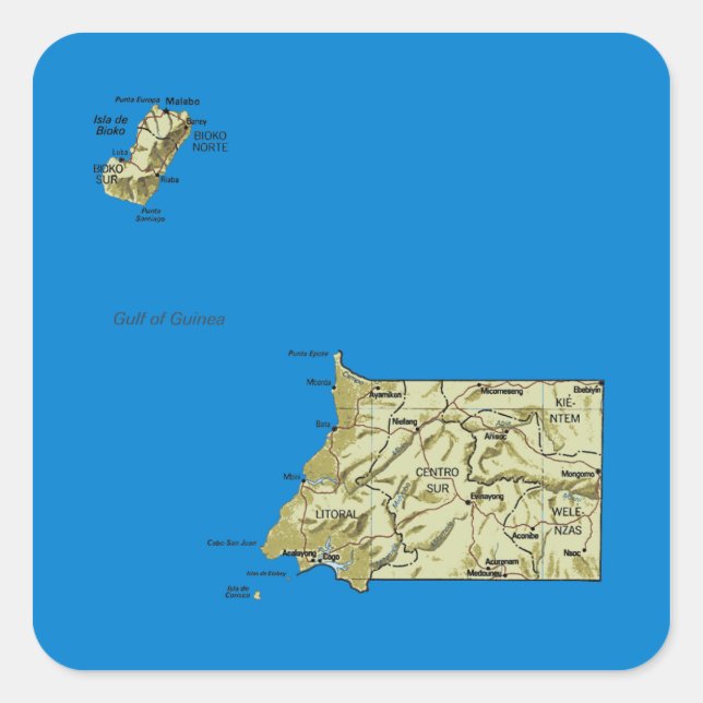 Autocollant de carte de Guinée équatoriale (Devant)