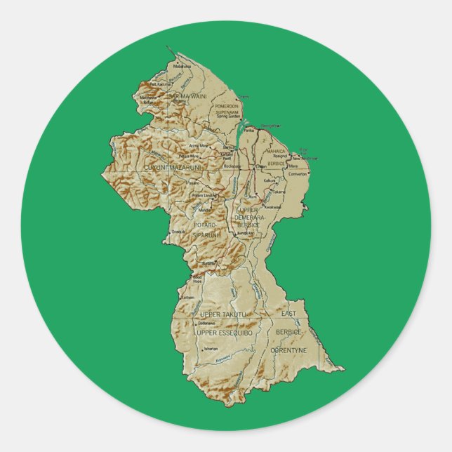 Autocollant de carte de Guyana (Devant)