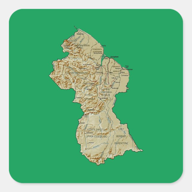 Autocollant de carte de Guyana (Devant)