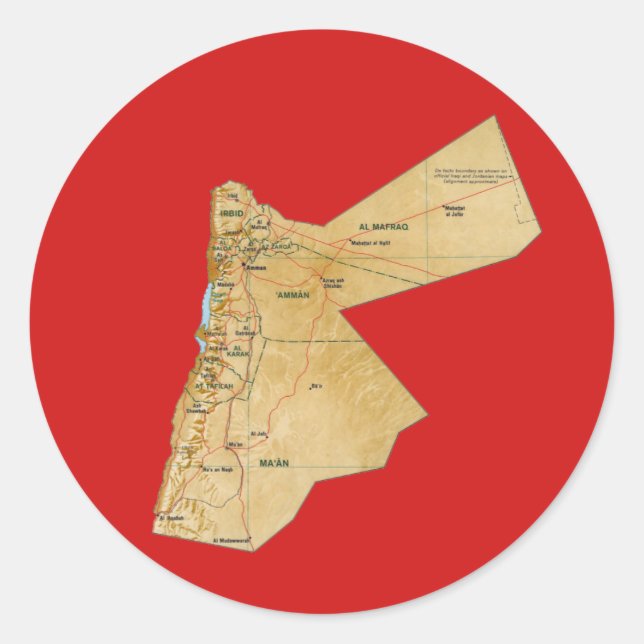 Autocollant de carte de Jordanie (Devant)