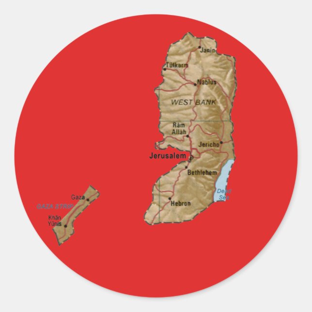 Autocollant de carte de la Palestine (Devant)