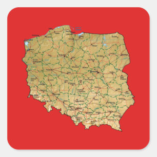 Autocollant de carte de la Pologne
