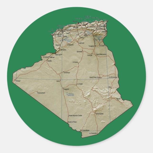 Autocollant de carte de l'Algérie (Devant)