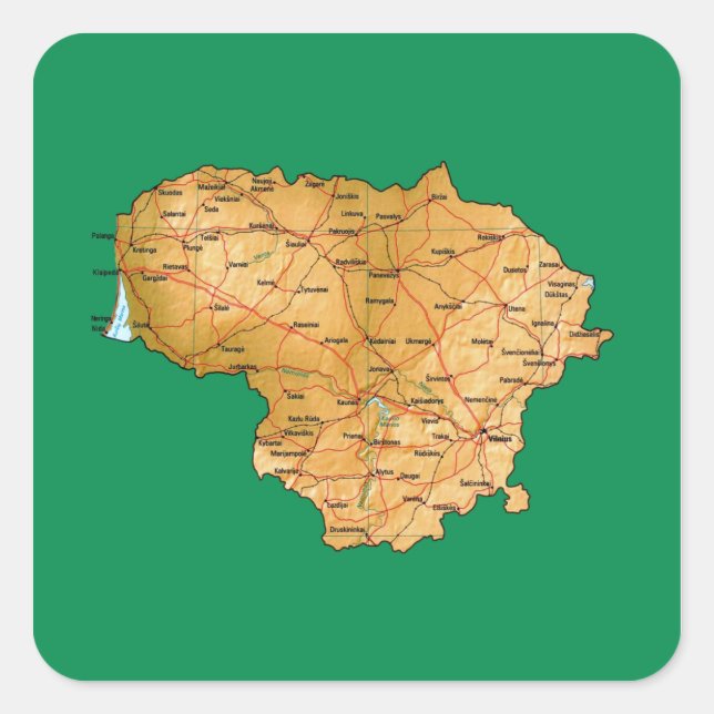 Autocollant de carte de Lituanie (Devant)
