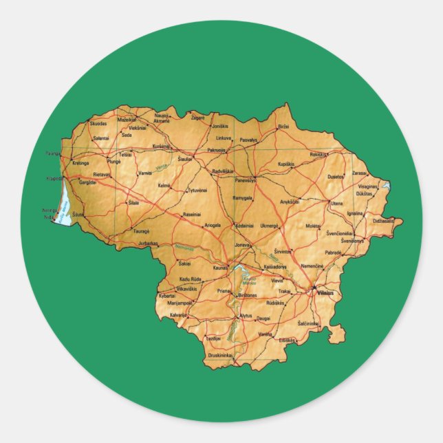 Autocollant de carte de Lituanie (Devant)