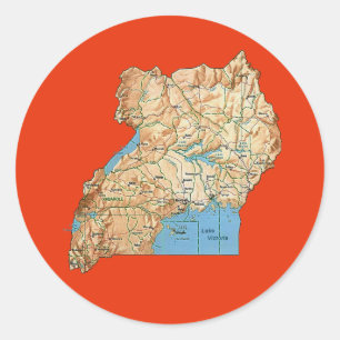 Autocollant de carte de l'Ouganda