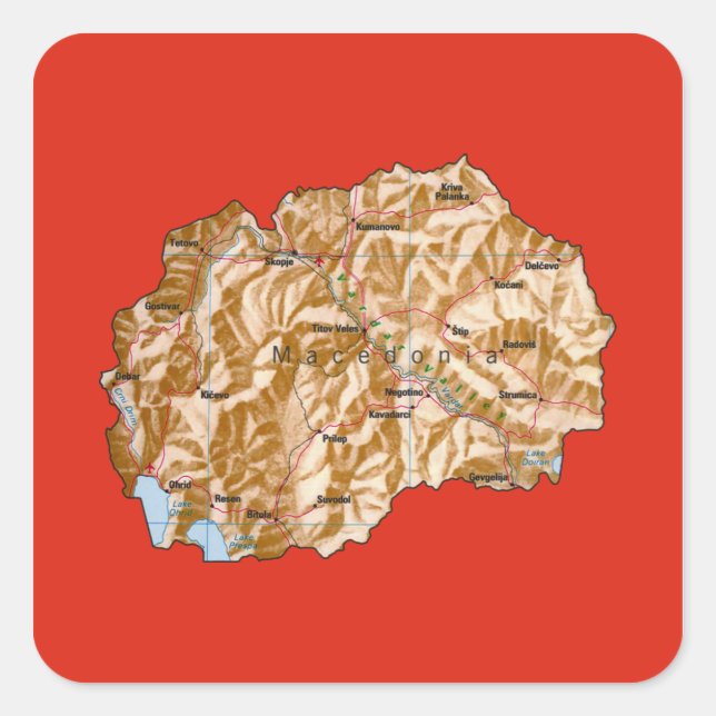 Autocollant de carte de Macédoine du Nord (Devant)