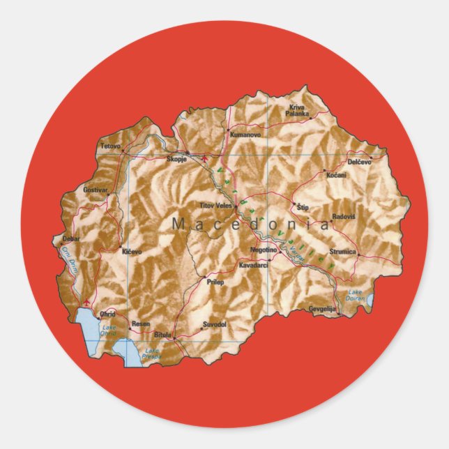 Autocollant de carte de Macédoine du Nord (Devant)