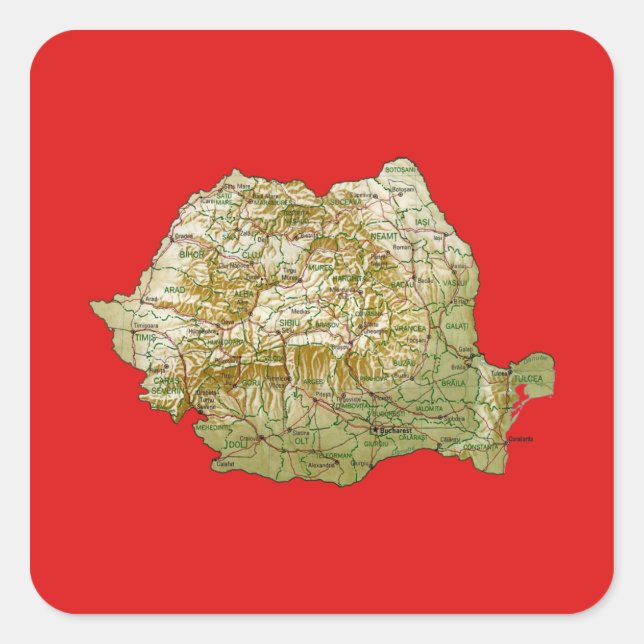 Autocollant de carte de Roumanie (Devant)