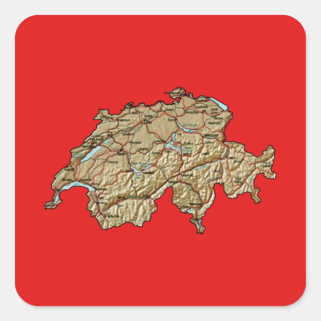 Autocollant de carte de Suisse (Devant)