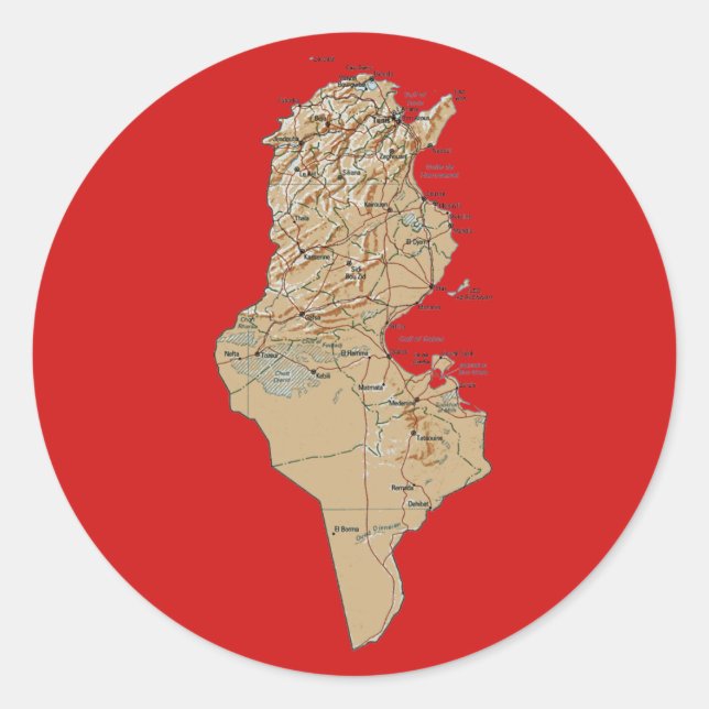 Autocollant de carte de Tunisie (Devant)