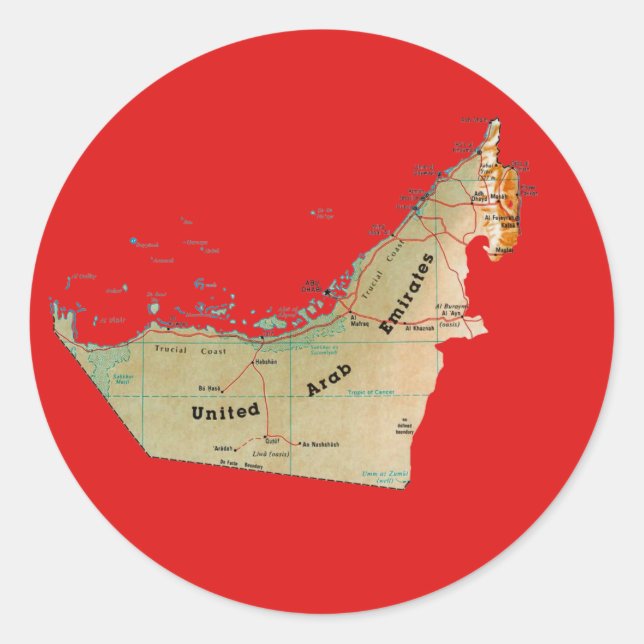 Autocollant de carte des Émirats arabes unis (Devant)