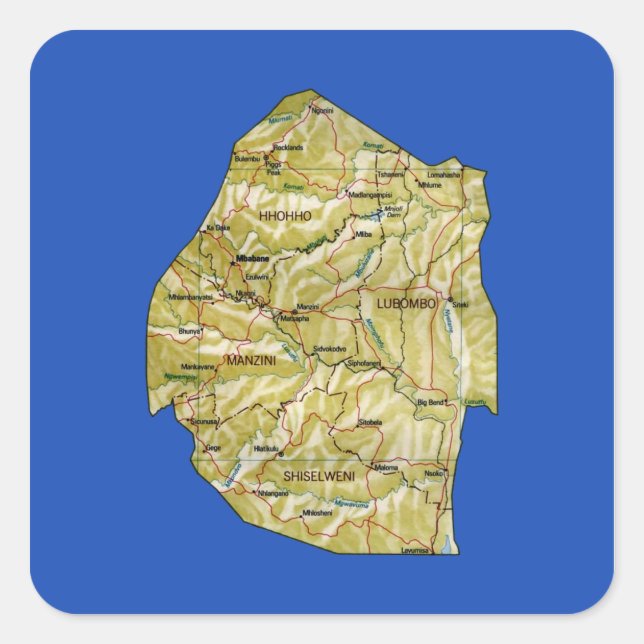 Autocollant de carte d'Eswatini (Devant)
