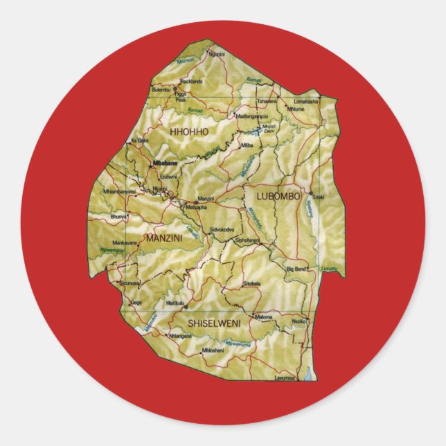 Autocollant de carte d'Eswatini (Devant)