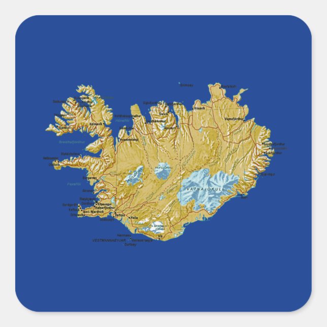 Autocollant de carte d'Islande (Devant)