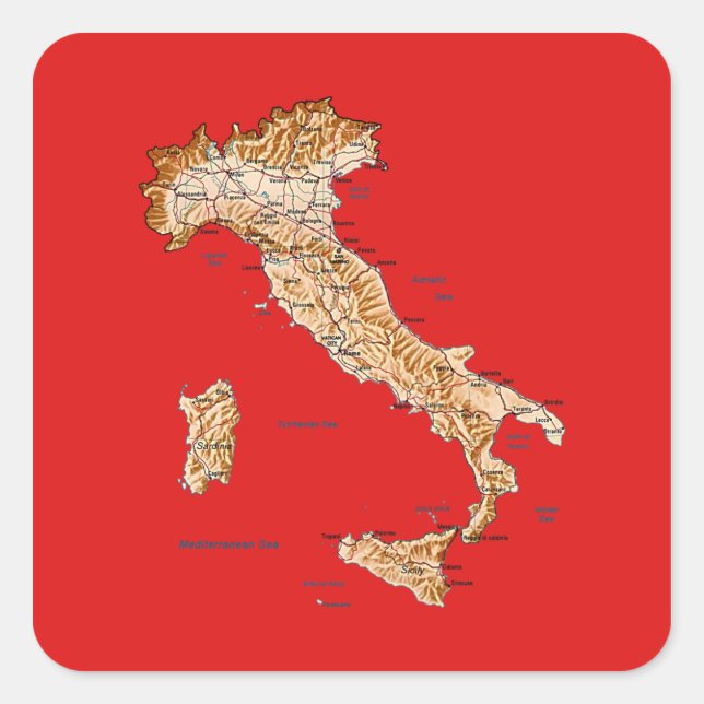 Autocollant de carte d'Italie (Devant)