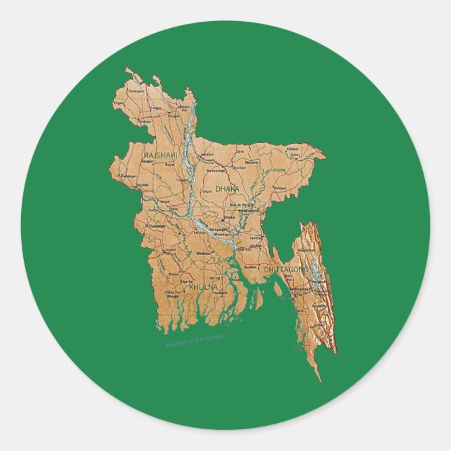 Autocollant de carte du Bangladesh (Devant)