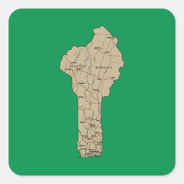 Autocollant de carte du Bénin (Devant)