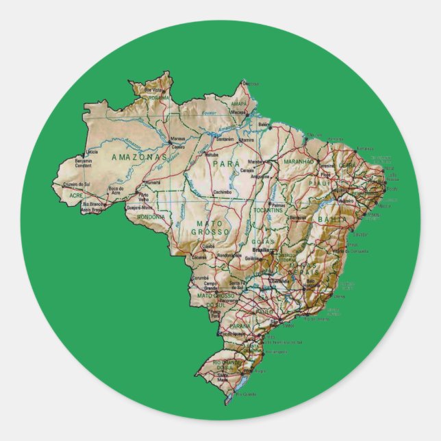 Autocollant de carte du Brésil (Devant)