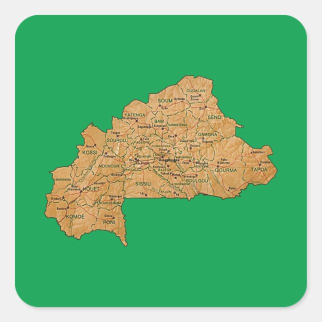 Autocollant de carte du Burkina Faso (Devant)