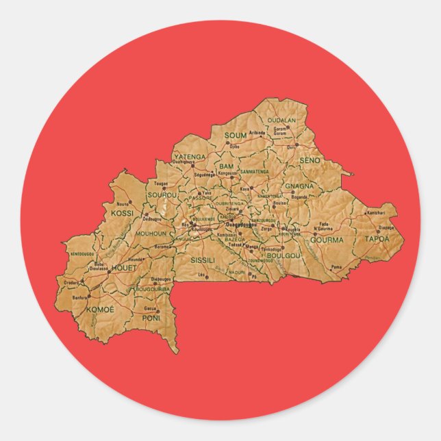 Autocollant de carte du Burkina Faso (Devant)