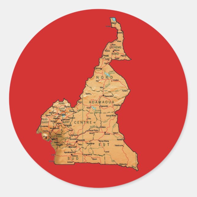 Autocollant de carte du Cameroun (Devant)